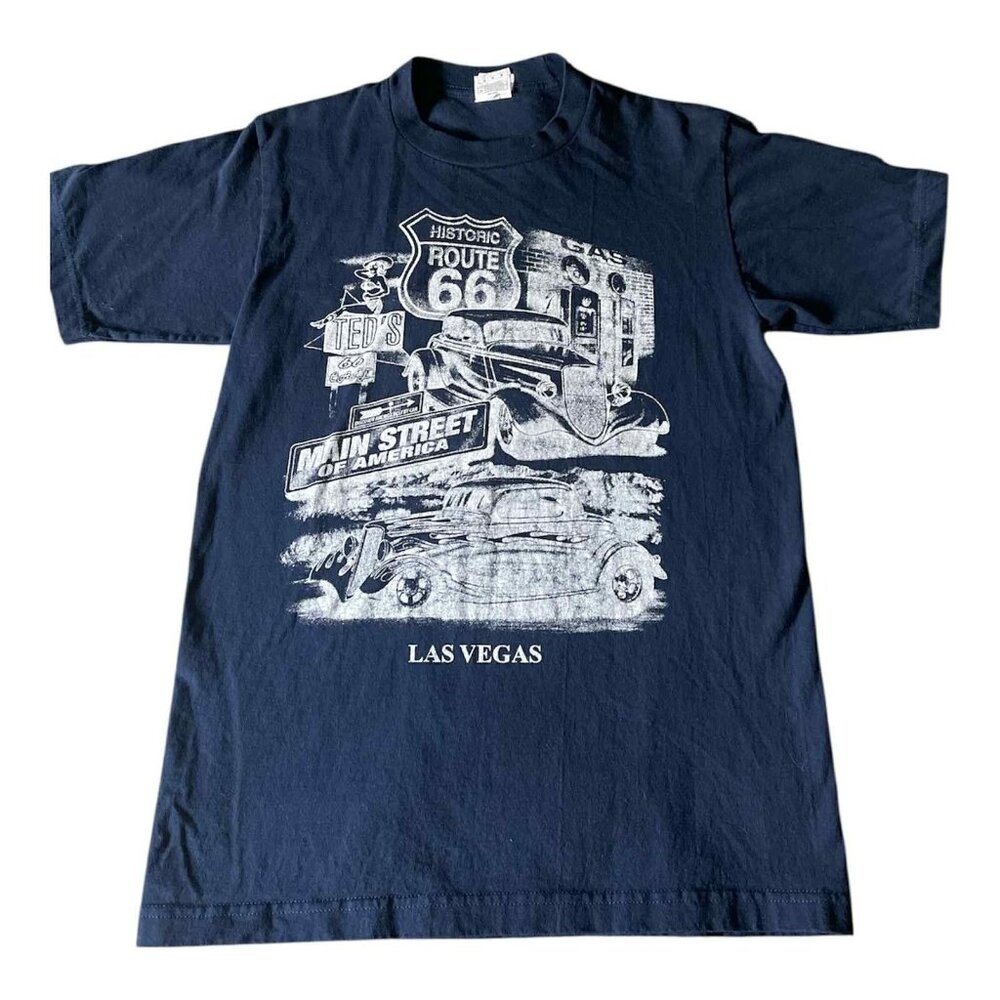 Vintage Route 66 Las Vegas Shirt Mens Medium Classic Car Graphic 90s Tee